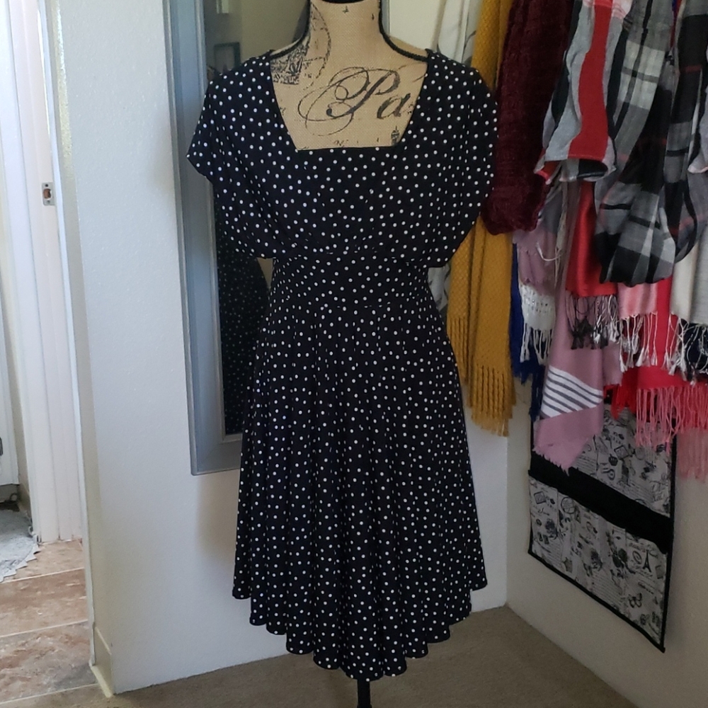Polka dot multi style A line dress